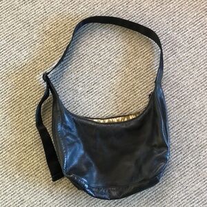 Baggu deadstock black leather crescent bag